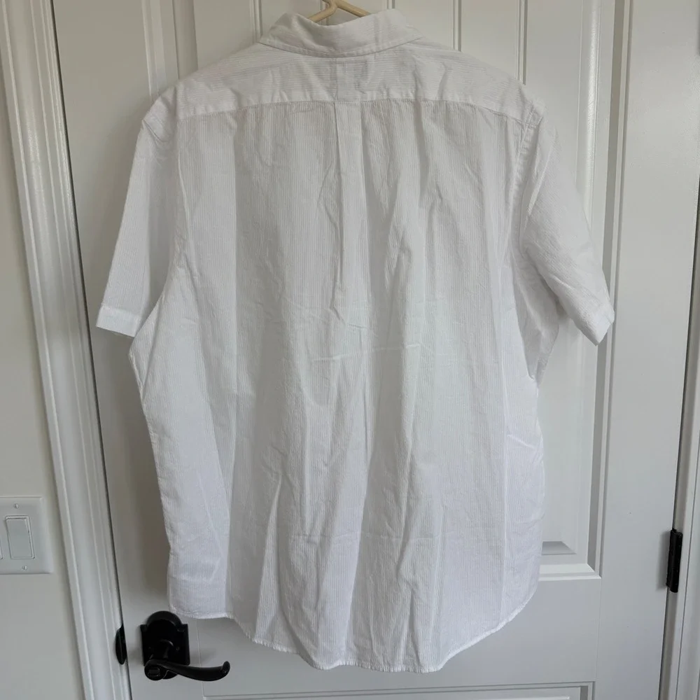 Polo Ralph Lauren RL Untucked Fit White Seersucker Short Sleeve Men XL NWT